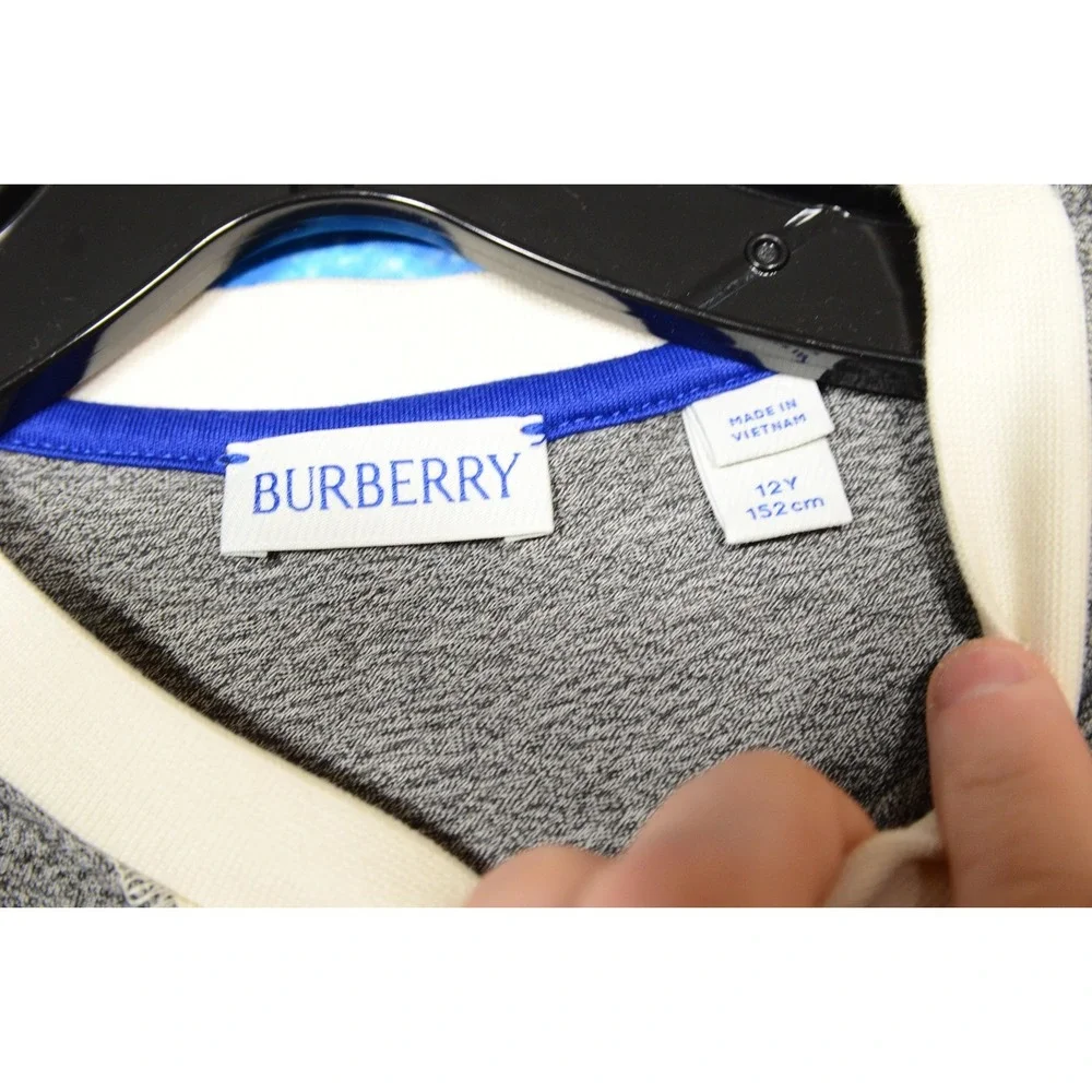 Burberry Shirt Kids 12‎ Gray Cotton Logo Crew Neck Short Sleeve Tee Top